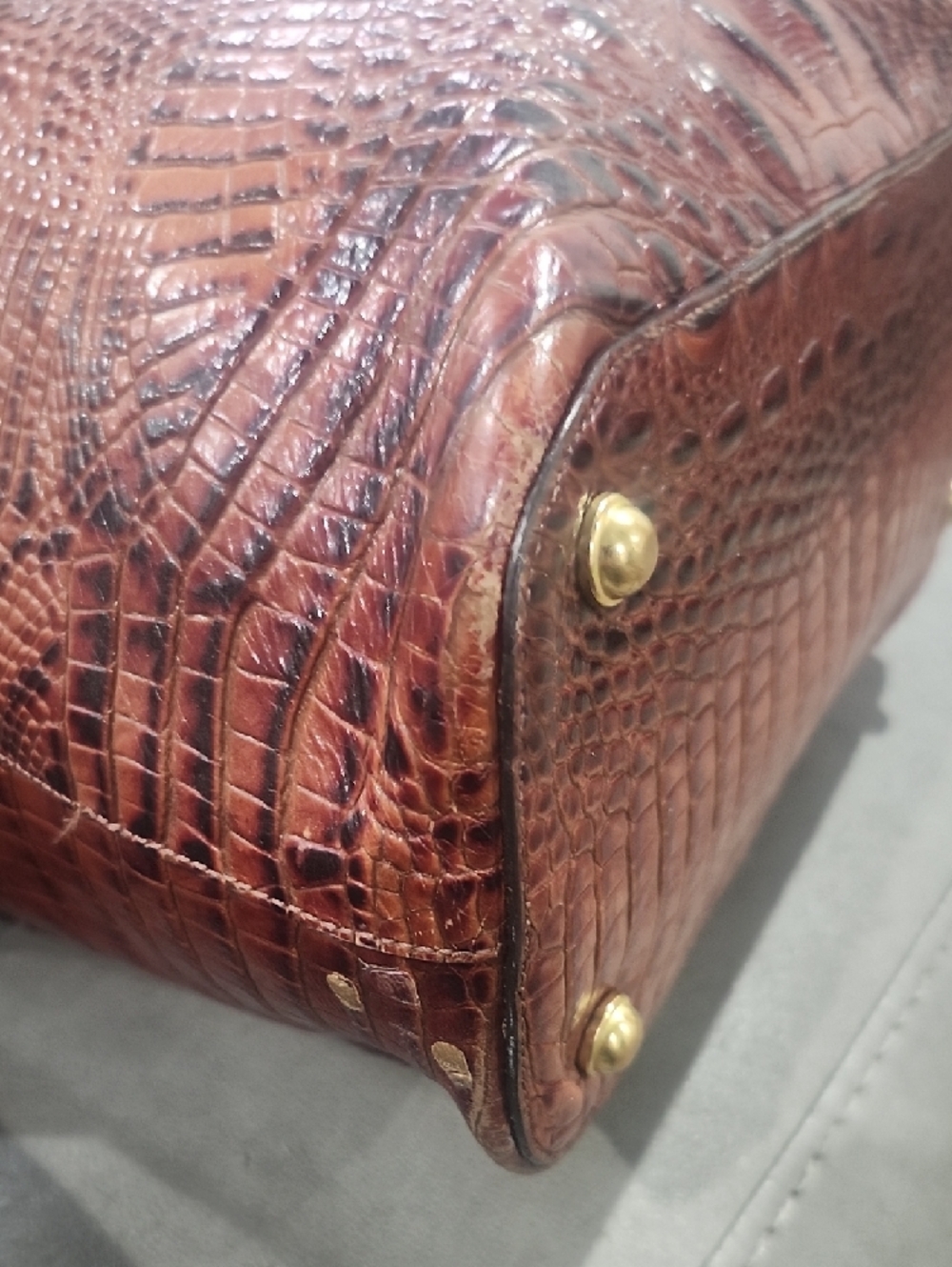 Brahmin Cognac Croc-Embossed Leather Tote with Matching Wallet - Picture 5 of 11